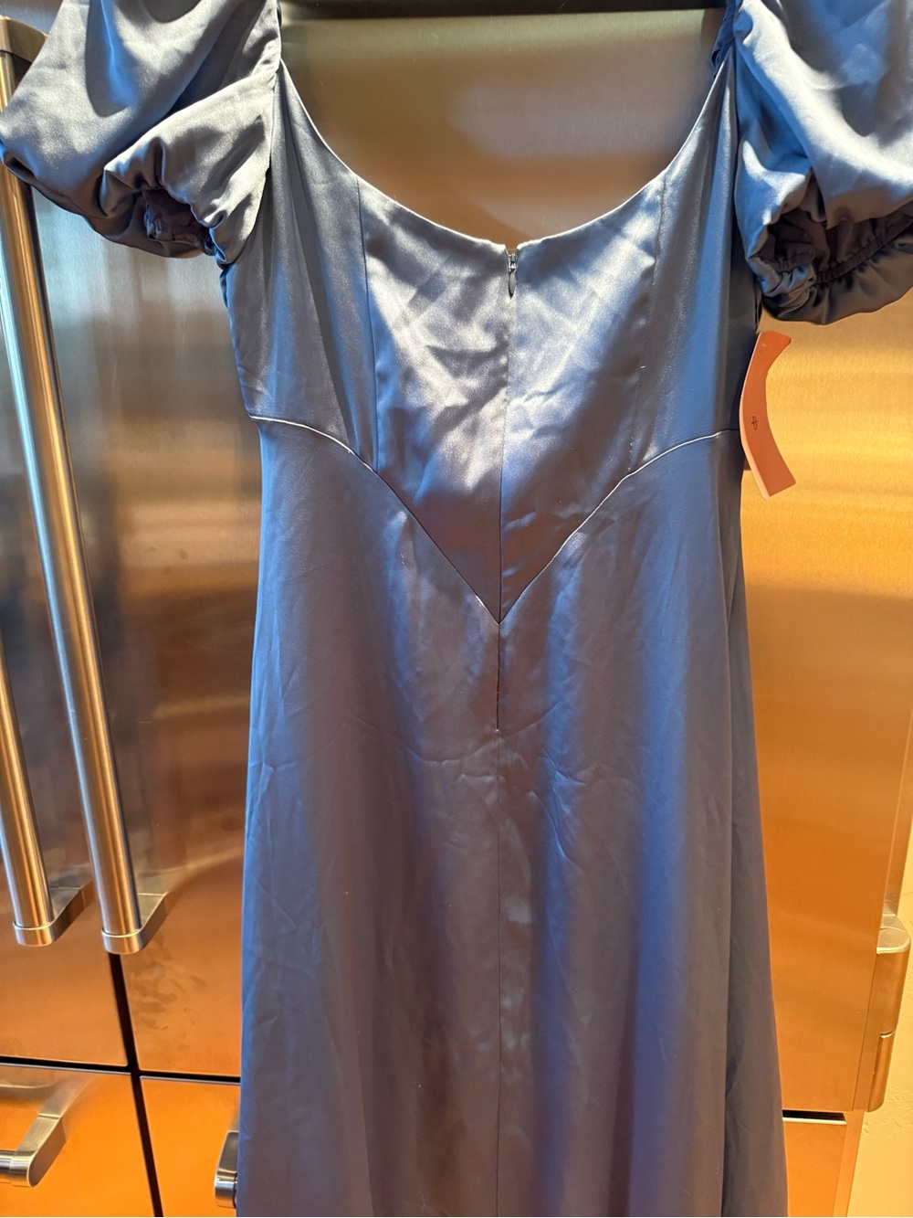 Mare Mare Anthropologie Puff-Sleeve Square-Neck Satin Maxi Dress - Picture 7 of 16